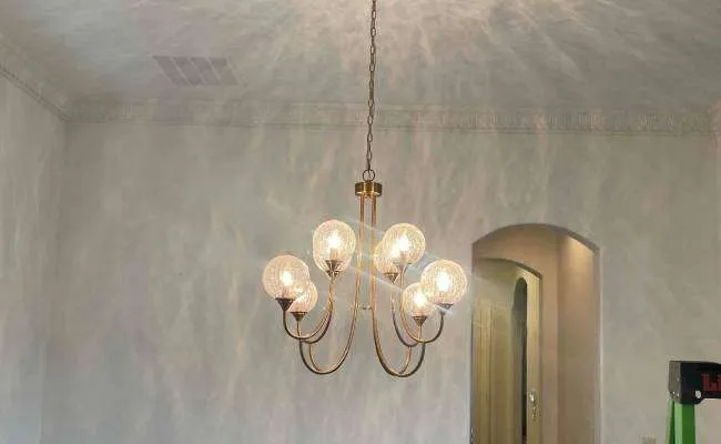 a chandelier hanging from the roof